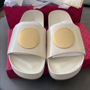 Tory Burch Patos Slide      Cream with Gold Accent
